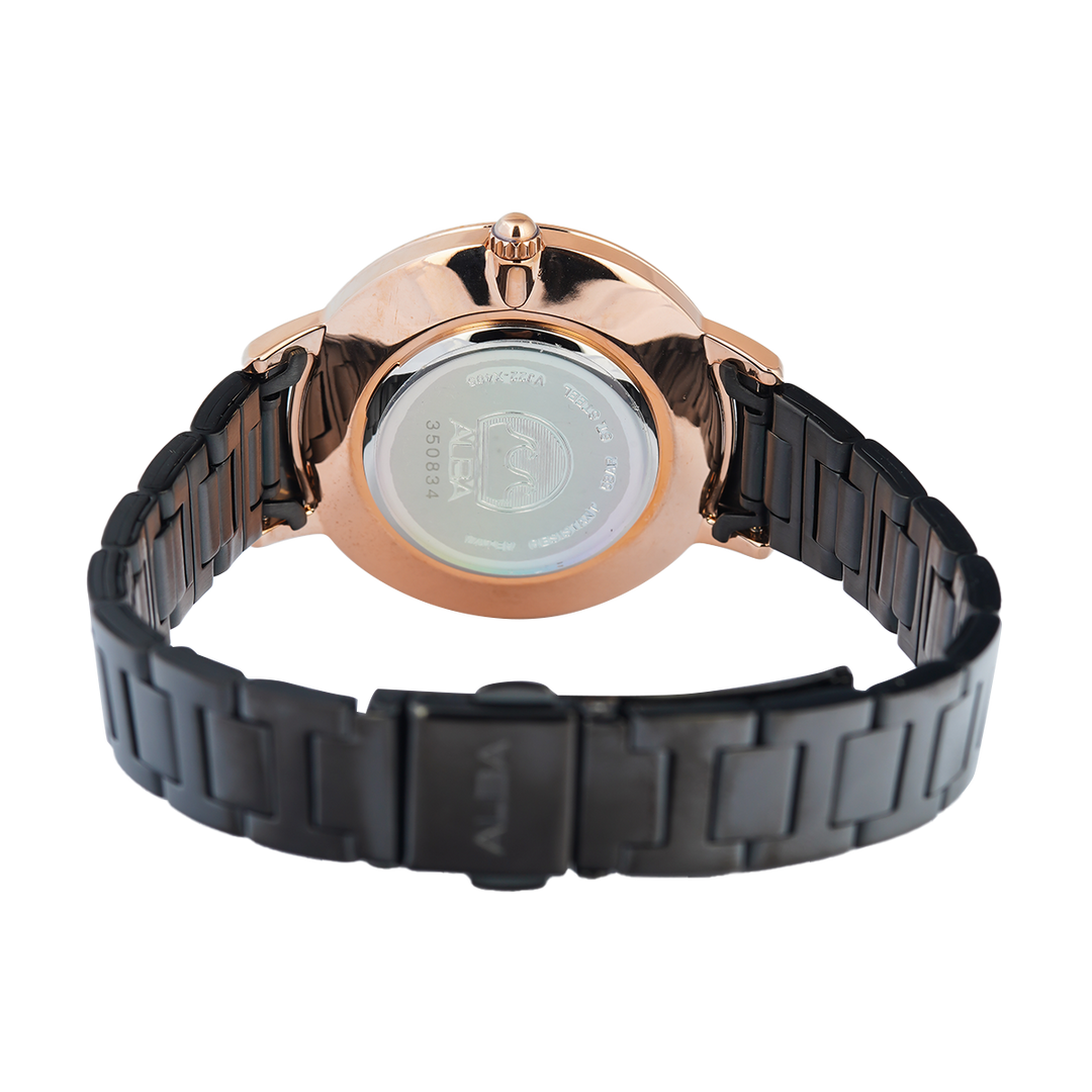 Jam Tangan ALBA Fashion AH7CC4X1 Women Black Dial Black Stainless Steel Strap