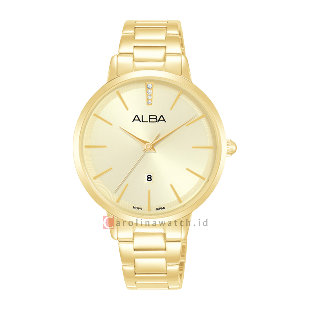 Jam Tangan ALBA Fashion AH7CC8X1 Women Light Champagne Dial Gold Stainless Steel Strap