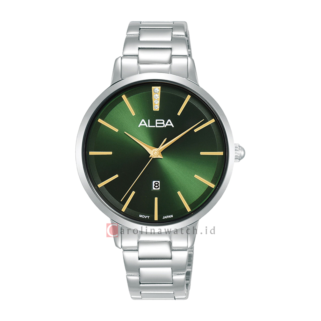 Jam Tangan ALBA Fashion AH7CD3X1 Women Green Dial Stainless Steel Strap