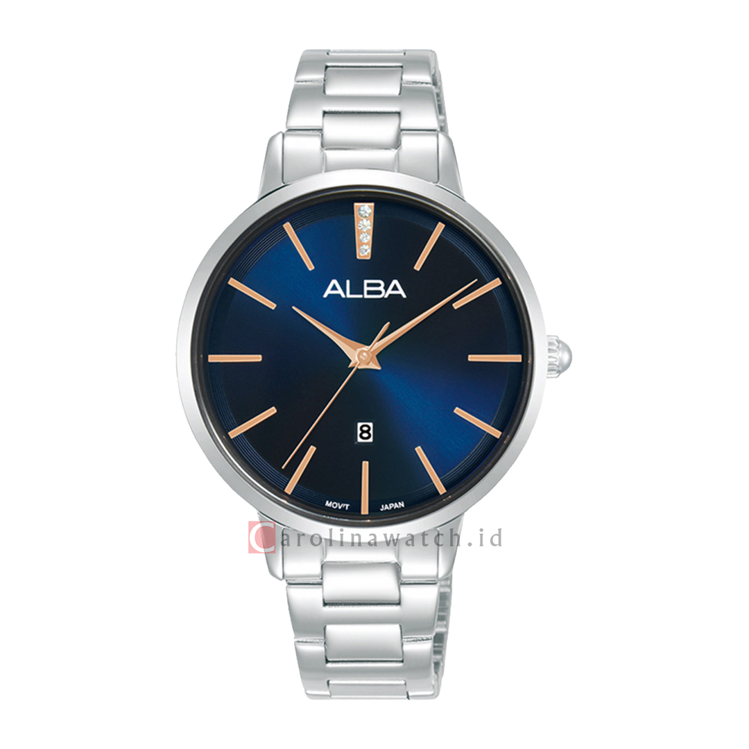 Jam Tangan ALBA Fashion AH7CD5X1 Women Blue Dial Stainless Steel Strap