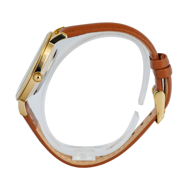 Jam Tangan ALBA Fashion AH7CD8X1 Women Silver Dial Light Brown Leather Strap