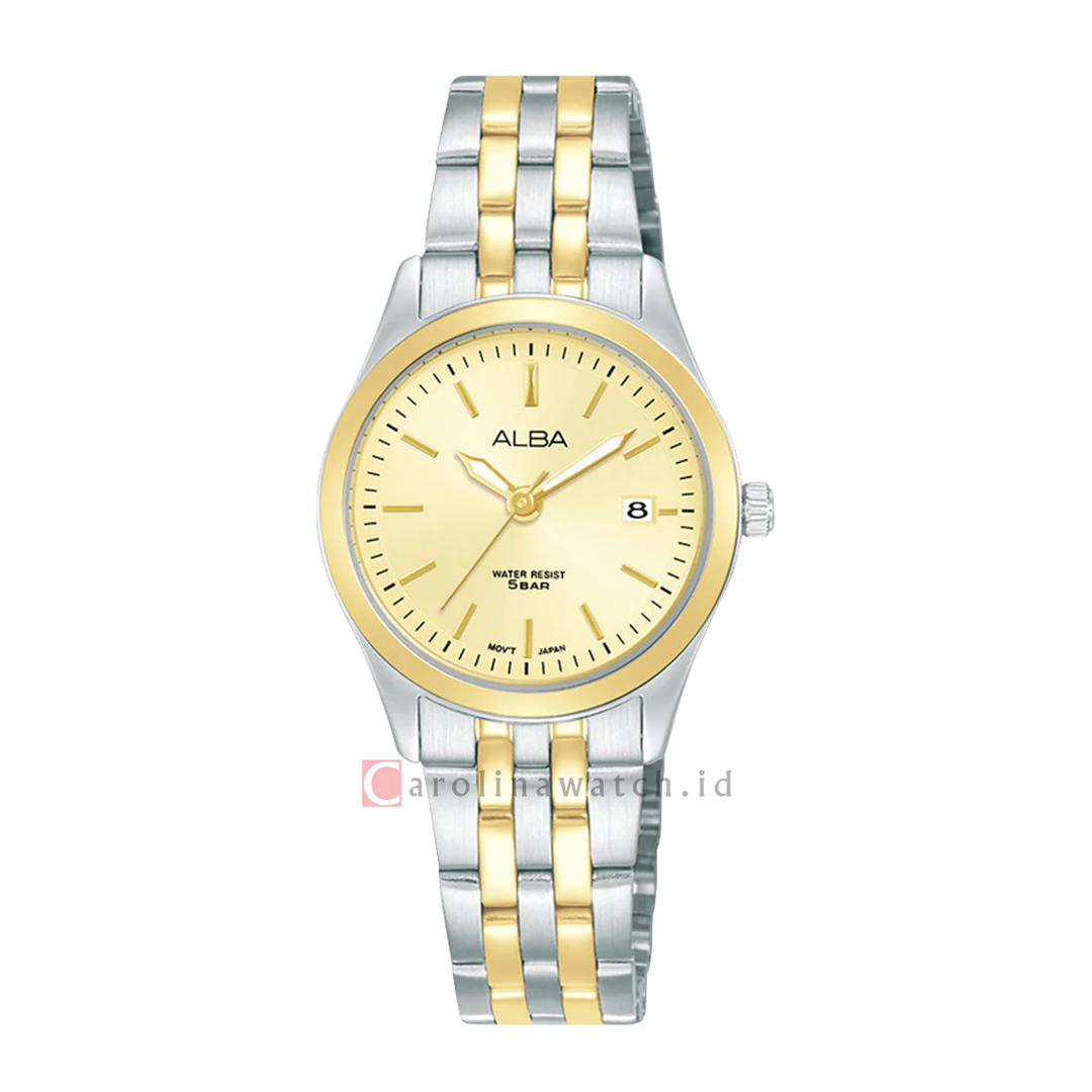 Jam Tangan ALBA Prestige AH7CE8X1 Women Champagne Dial Dual Tone Stainless Steel Strap