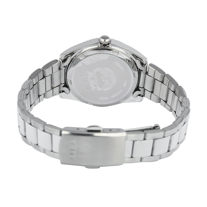 Jam Tangan ALBA Prestige AH7CL3X1 Women Silver Patterned Dial Stainless Steel Strap