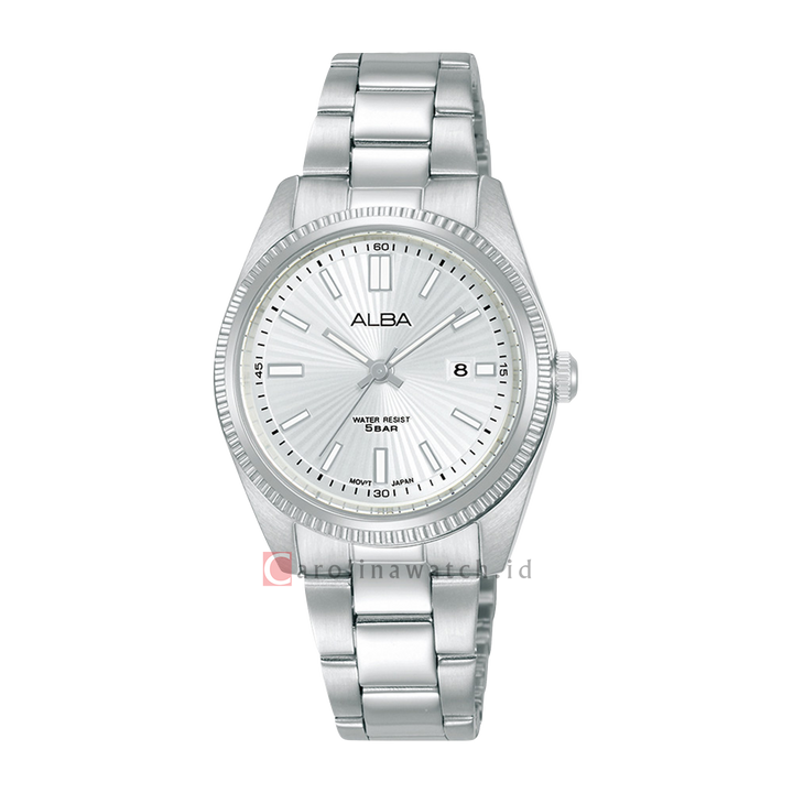 Jam Tangan ALBA Prestige AH7CL3X1 Women Silver Patterned Dial Stainless Steel Strap