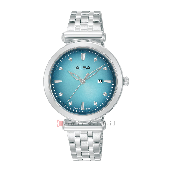 Jam Tangan ALBA Fashion AH7CQ3X1 Women Light Blue Gradation Dial Stainless Steel Strap