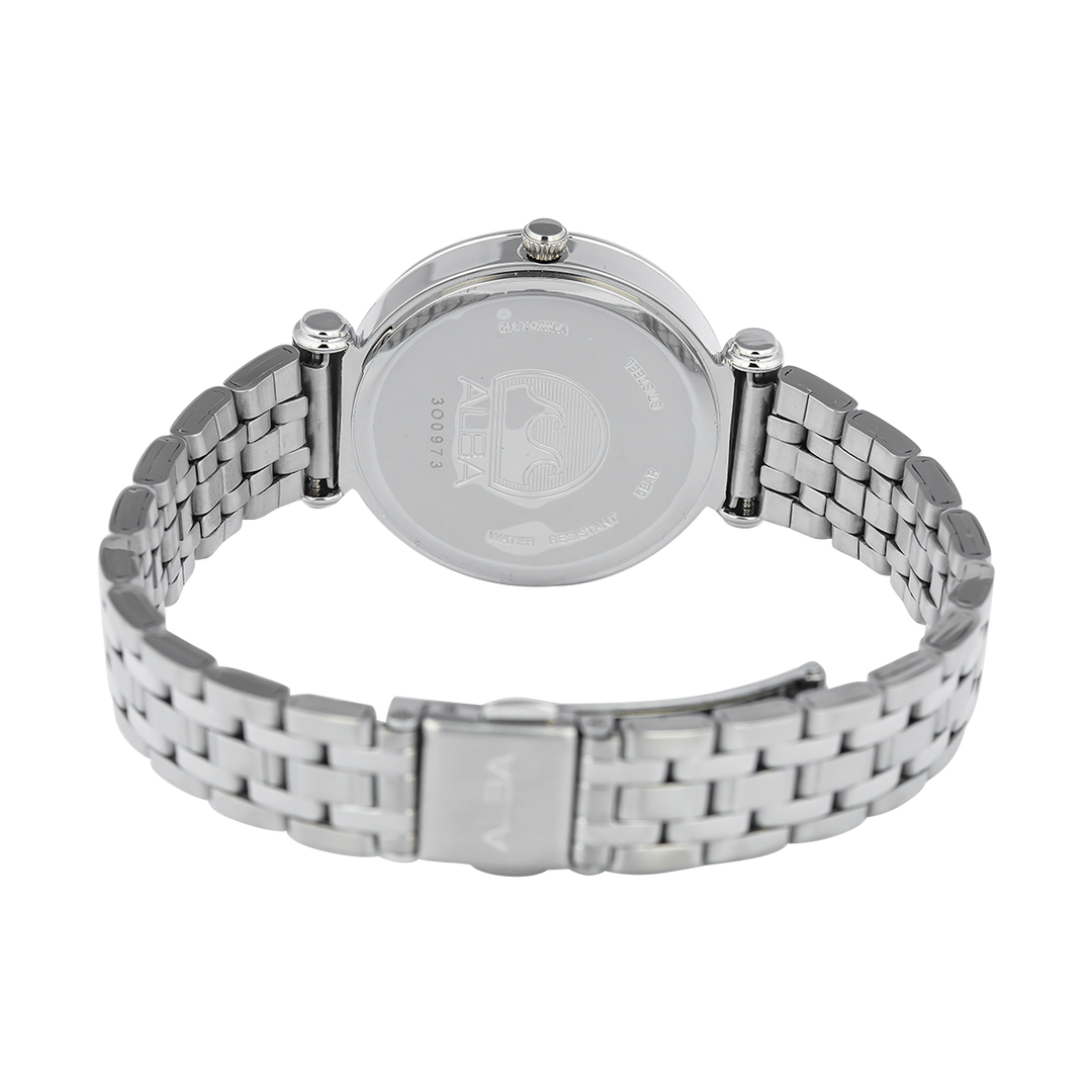 Jam Tangan ALBA Fashion AH7CQ5X1 Women Blue Dial Stainless Steel Strap