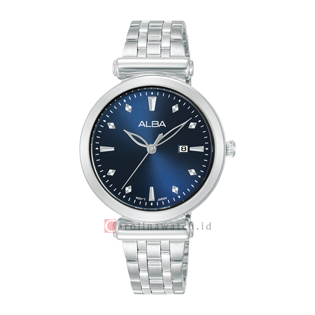 Jam Tangan ALBA Fashion AH7CQ5X1 Women Blue Dial Stainless Steel Strap