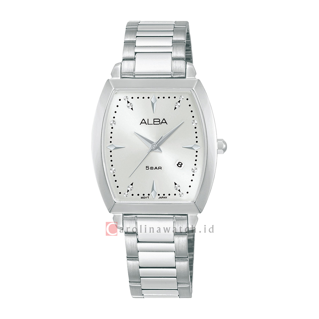 Jam Tangan ALBA Fashion AH7CT1X1 Women Silver White Dial Stainless Steel Strap