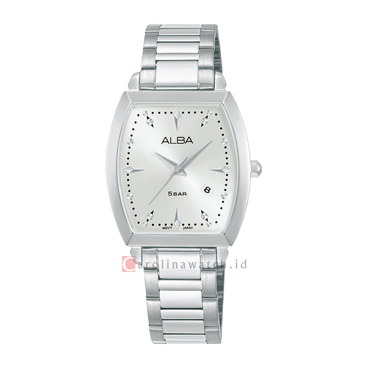 Jam Tangan ALBA Fashion AH7CT1X1 Women Silver White Dial Stainless Steel Strap