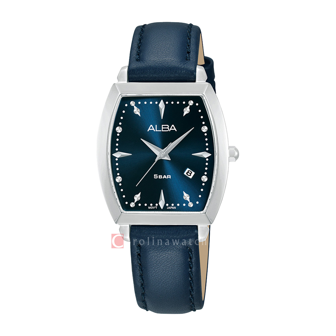 Jam Tangan ALBA Fashion AH7CT3X1 Women Blue Dial Blue Leather Strap