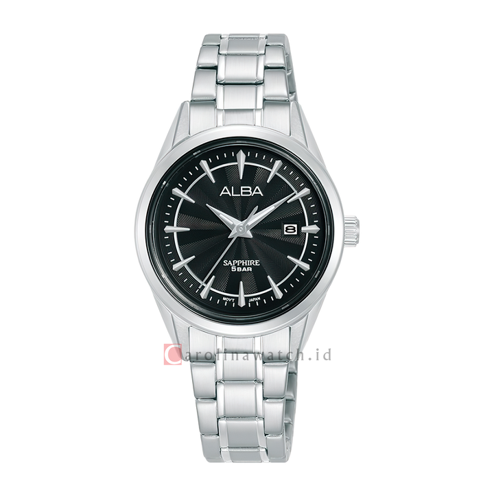 Jam Tangan ALBA Fashion AH7CV5X1 Women Grey Patterned Dial Stainless Steel Strap