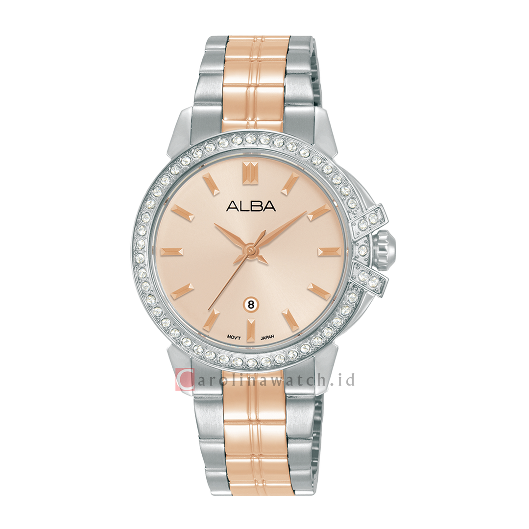 Jam Tangan ALBA SignA AH7CX1X1 Women Rose Dial Dual Tone Stainless Steel Strap