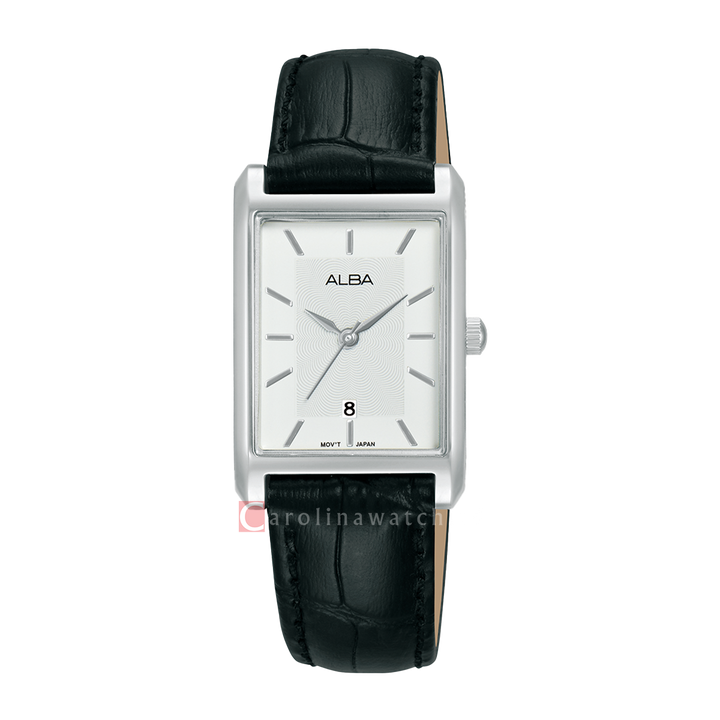 Jam Tangan ALBA AH7DH7X1 Women Silver Dial Black Leather Strap
