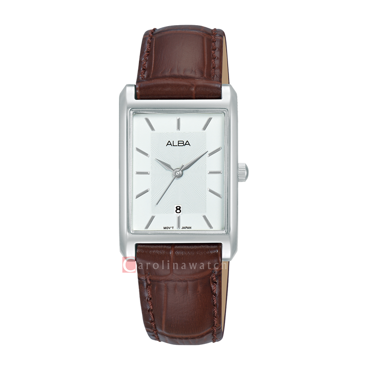 Jam Tangan ALBA AH7DH9X1 Women Silver Dial Brown Leather Strap