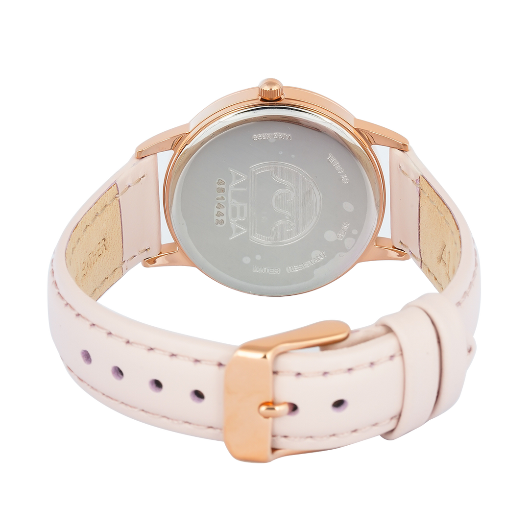 Jam Tangan ALBA AH7DJ0X1 Women Light Pink Dial Light Pink Leather Strap