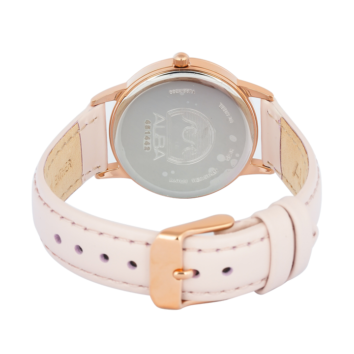 Jam Tangan ALBA AH7DJ0X1 Women Light Pink Dial Light Pink Leather Strap