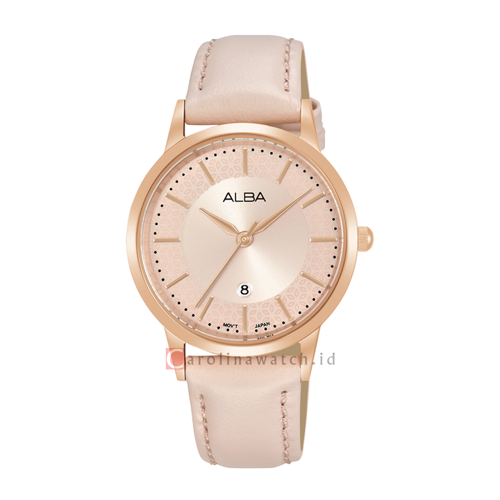 Jam Tangan ALBA AH7DJ0X1 Women Light Pink Dial Light Pink Leather Strap