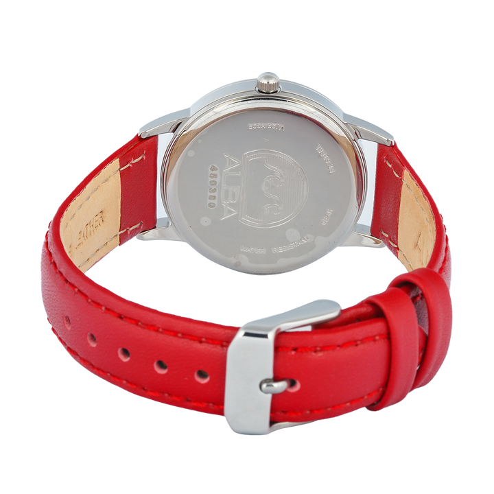 Jam Tangan ALBA AH7DJ5X1 Women Red Dial Red Leather Strap