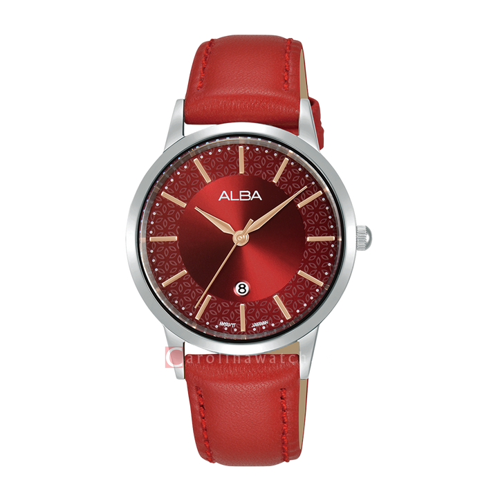 Jam Tangan ALBA AH7DJ5X1 Women Red Dial Red Leather Strap