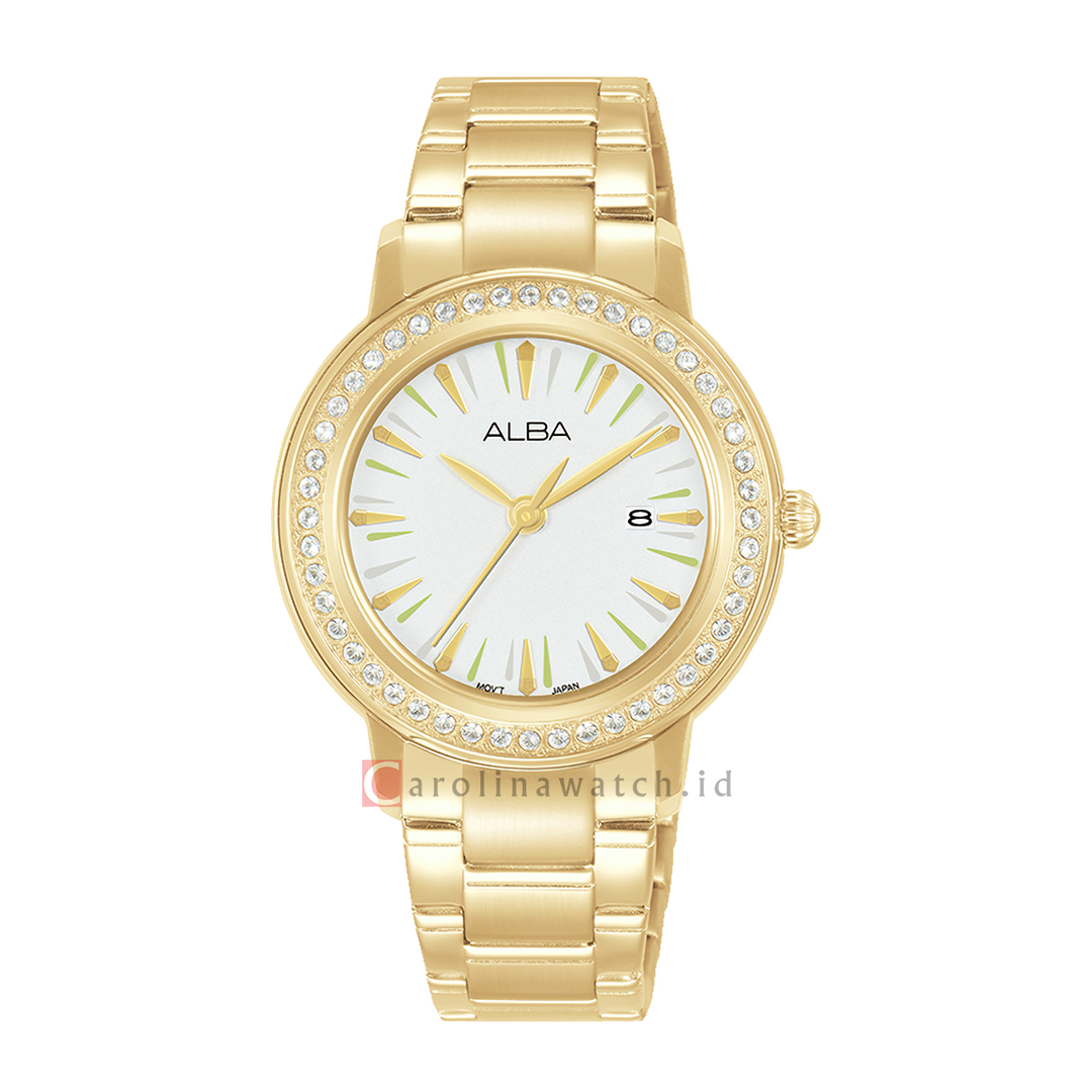 Jam Tangan ALBA AH7DL0X1 Women White Dial Gold Stainless Steel Strap