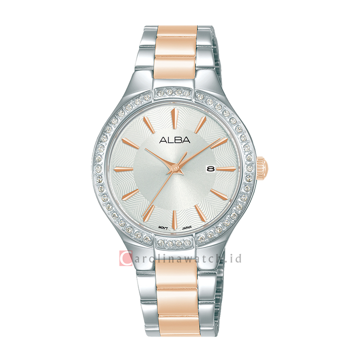 Jam Tangan ALBA AH7DT9X1 Women Silver Dial Dual Tone Stainless Steel Strap