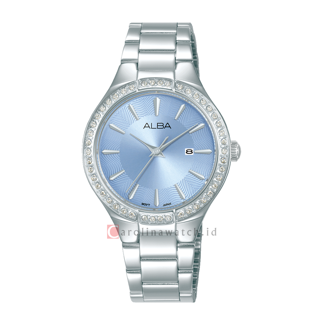 Jam Tangan ALBA Fashion AH7DU9X1 Women Sky Blue Dial Stainless Steel Strap
