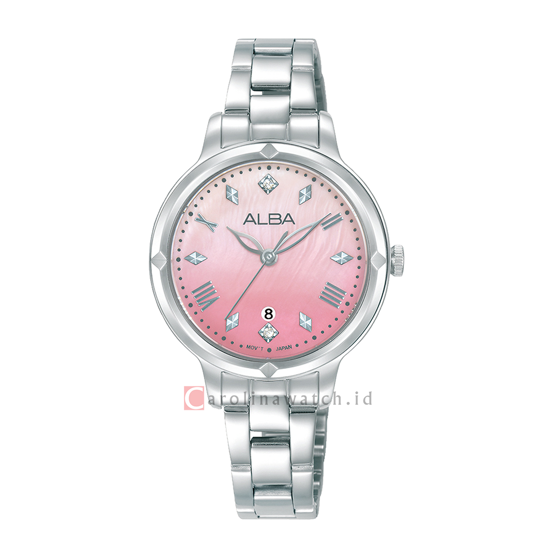 Jam Tangan ALBA AH7DV7X1 Women Sunbrust Pink Dial Stainless Steel Strap