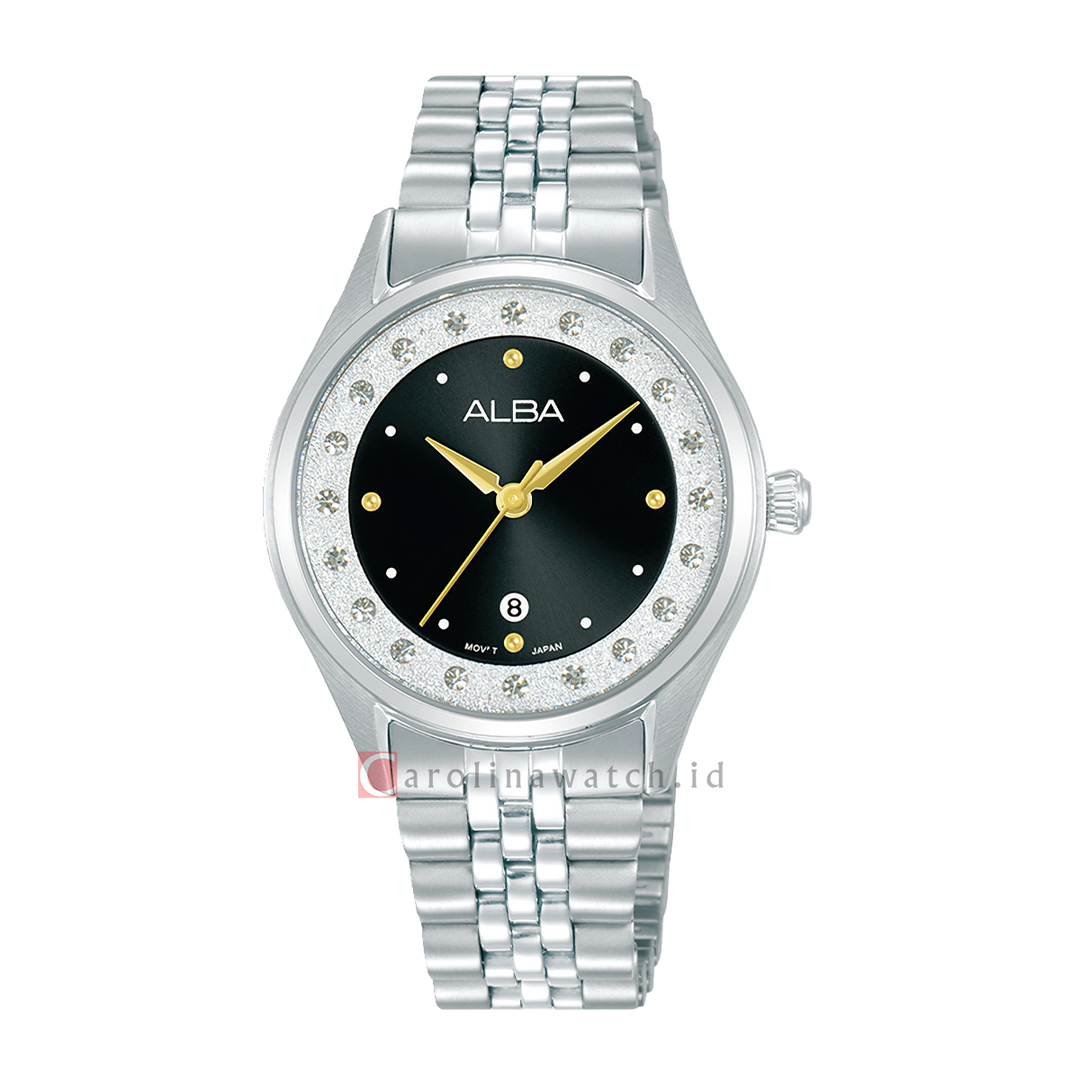 Jam Tangan ALBA AH7DZ5X1 Women Black Dial Stainless Steel Strap