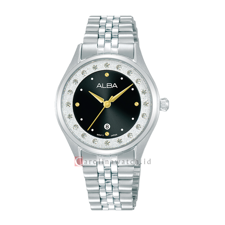 Jam Tangan ALBA AH7DZ5X1 Women Black Dial Stainless Steel Strap