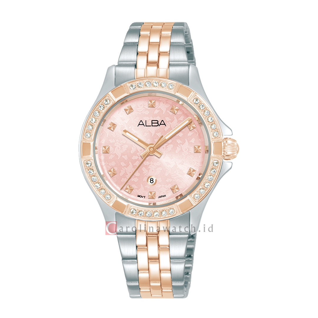 Jam Tangan ALBA Signa AH7ED8X1 Women Light Pink Dial Dual Tone Stainless Steel Strap