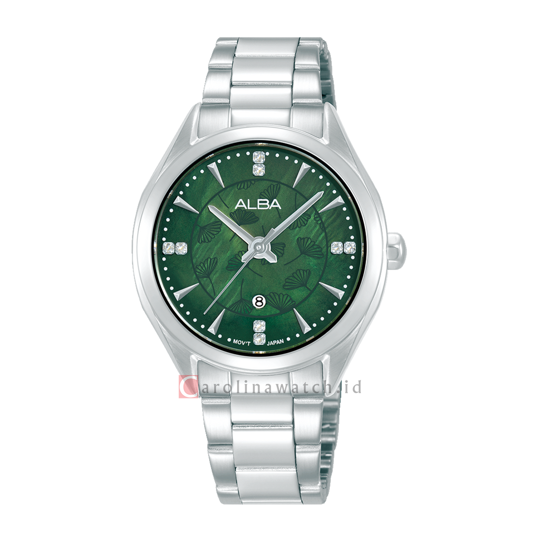 Jam Tangan ALBA Fashion AH7EK3X1 Women Green MOP Dial Stainless Steel Strap
