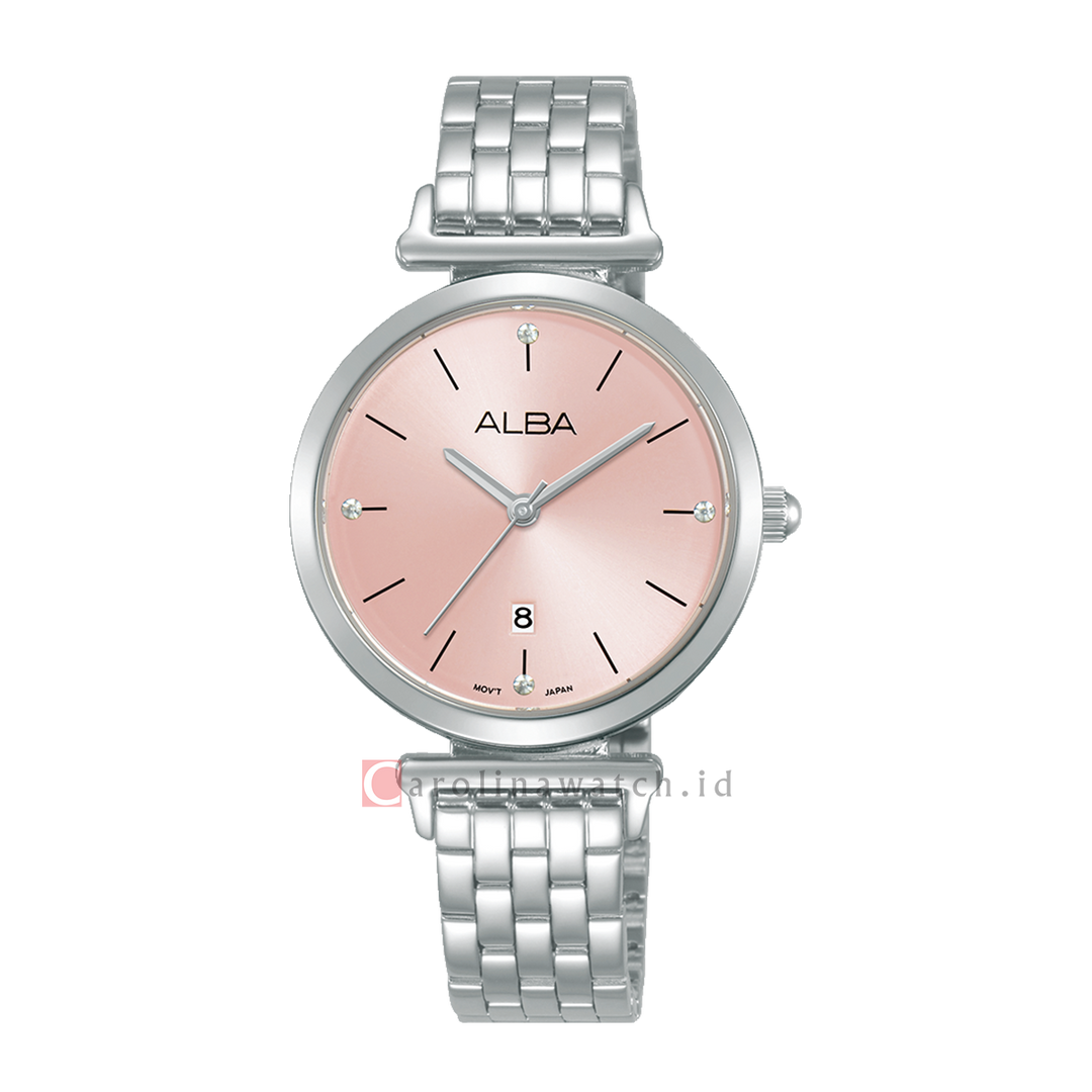 Jam Tangan ALBA Fashion AH7EP3X1 Women Pink Dial Stainless Steel Strap