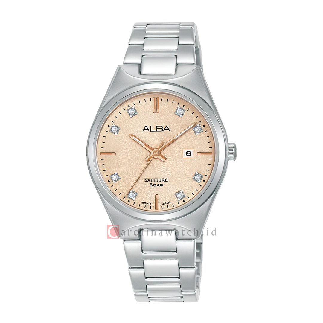 Jam Tangan ALBA AH7ER9X1 Women Peach Dial Stainless Steel Strap