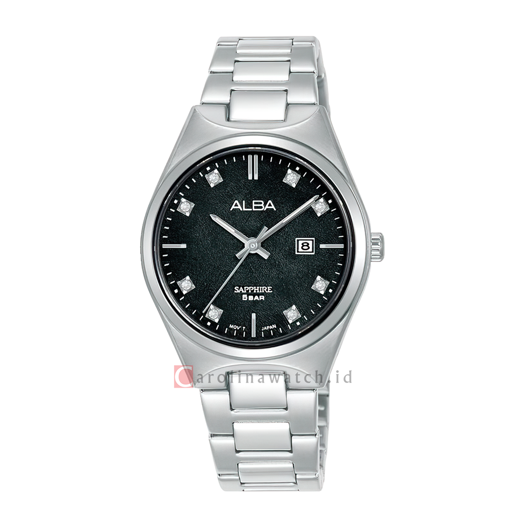 Jam Tangan ALBA AH7ES3X1 Women Black Dial Stainless Steel Strap