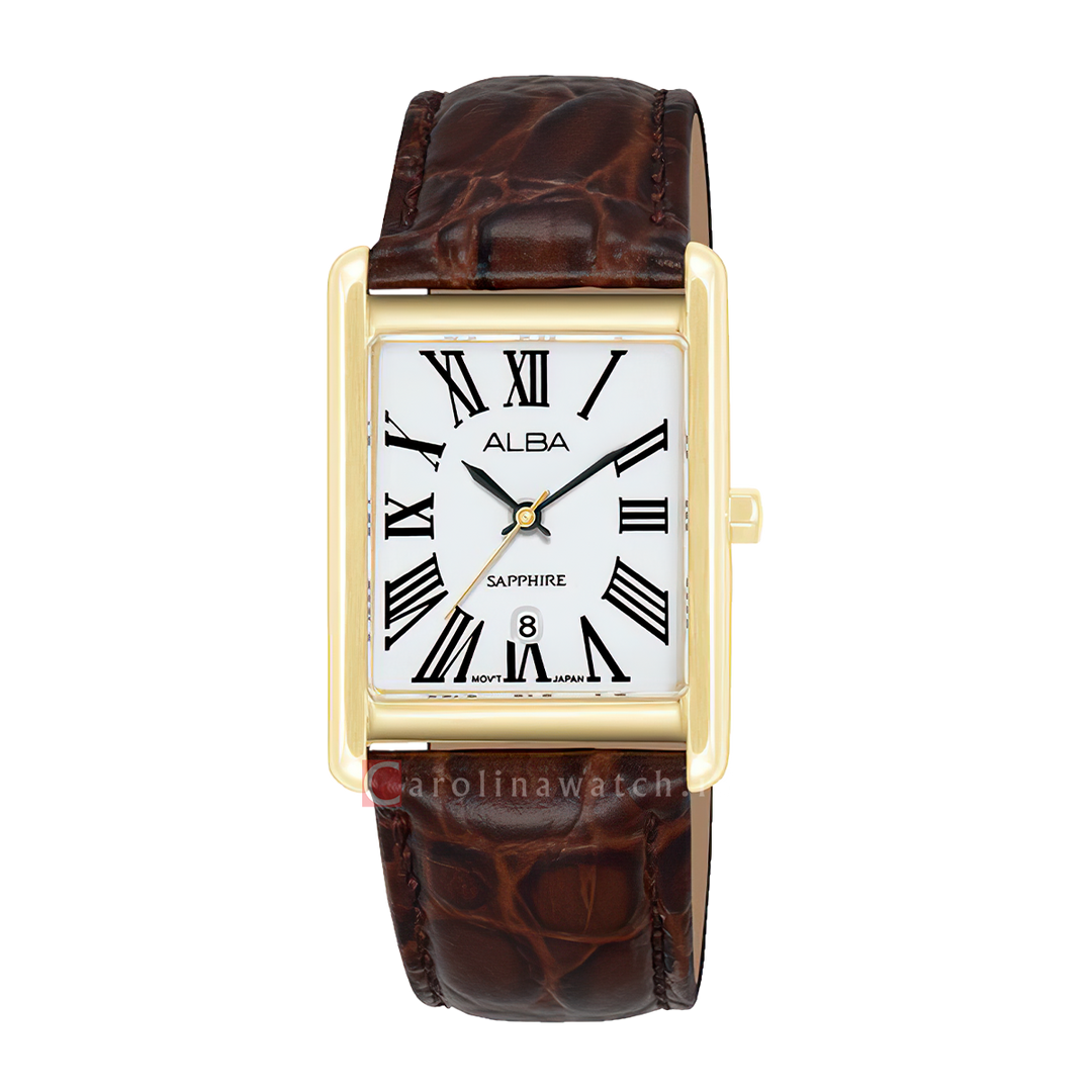 Jam Tangan ALBA AH7ET4X1 Women Silver White Dial Brown Leather Strap