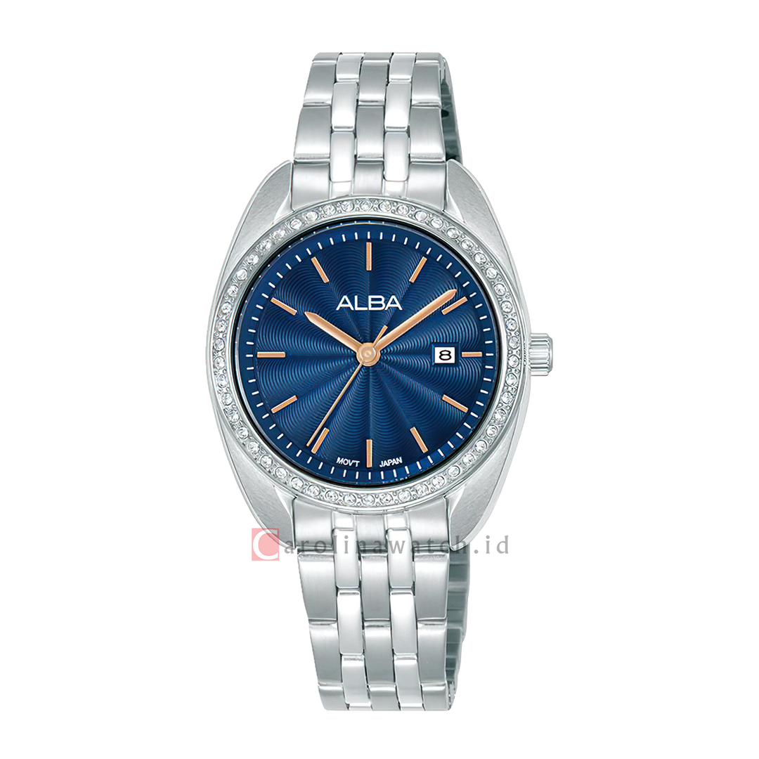 Jam Tangan ALBA AH7EU9X1 Women Blue Dial Stainless Steel Strap