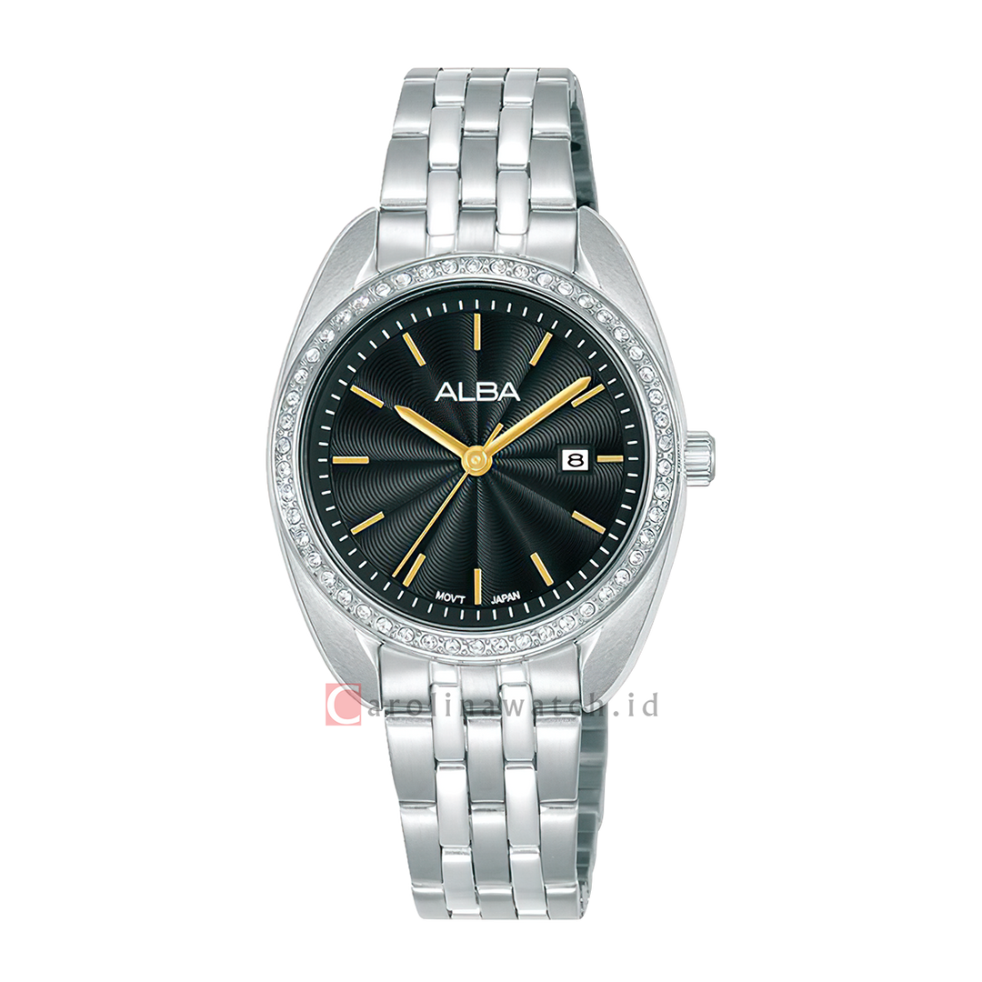 Jam Tangan ALBA AH7EV1X1 Women Black Dial Stainless Steel Strap