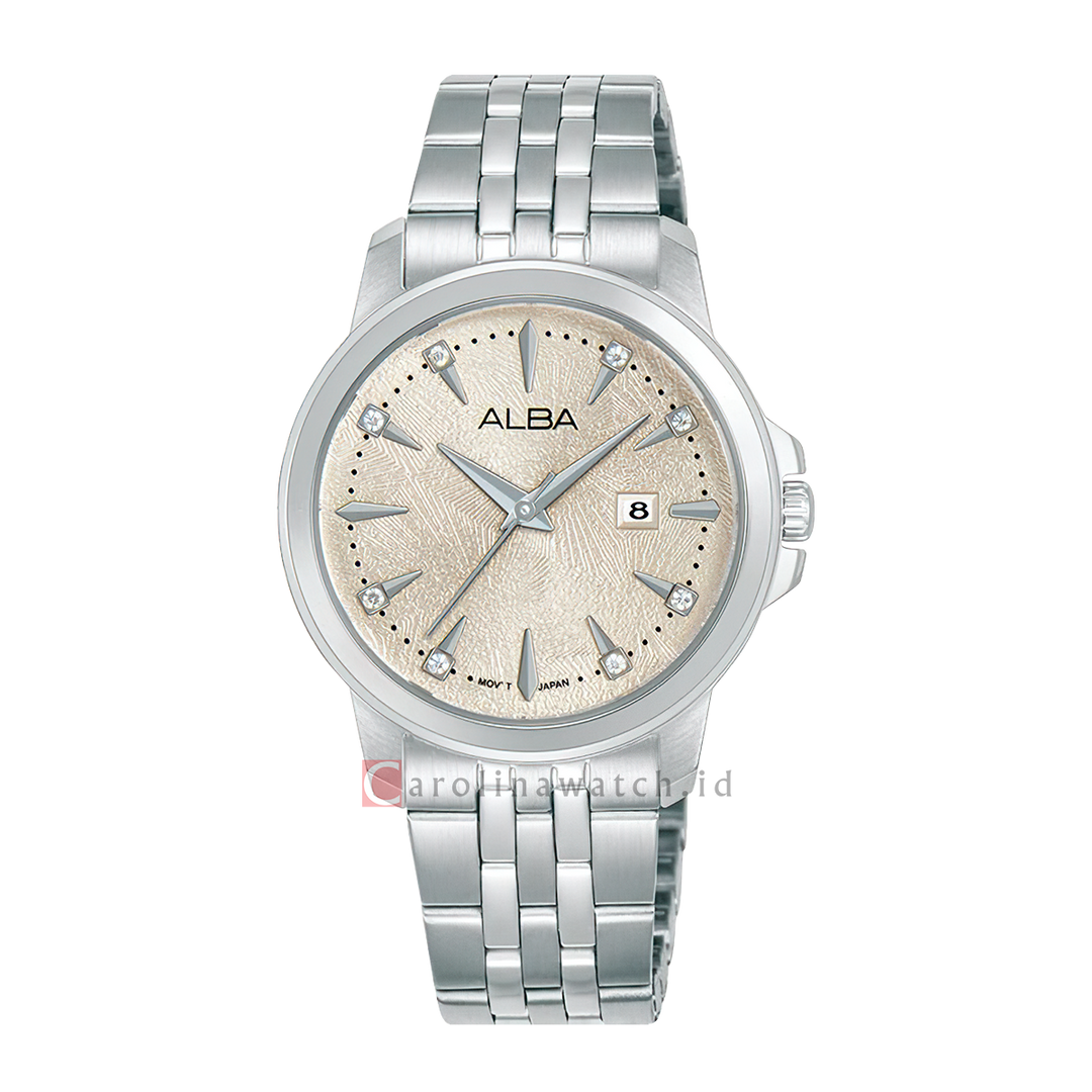 Jam Tangan ALBA AH7EY3X1 Women Beige Dial Stainless Steel Strap