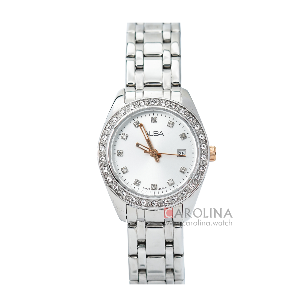Jam Tangan ALBA AH7F79X1 Women White Dial Stainless Steel Strap
