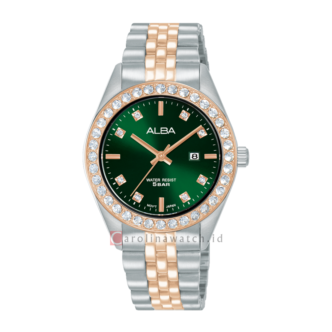 Jam Tangan AH7FD6X1 Women Green Dial Dual Tone Stainless Steel Strap