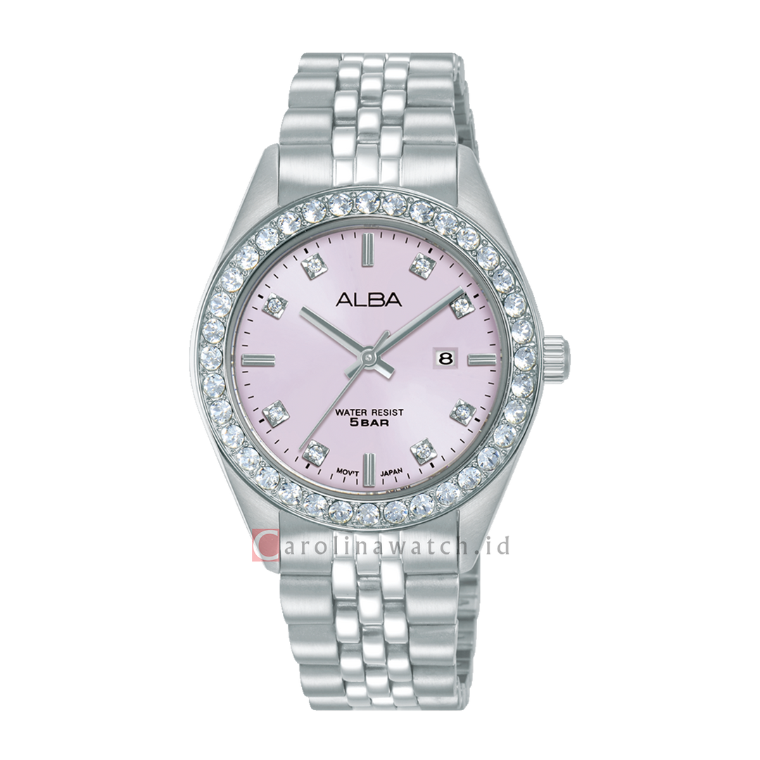 Jam Tangan AH7FE1X1 Women Light Pink Dial Stainless Steel Strap