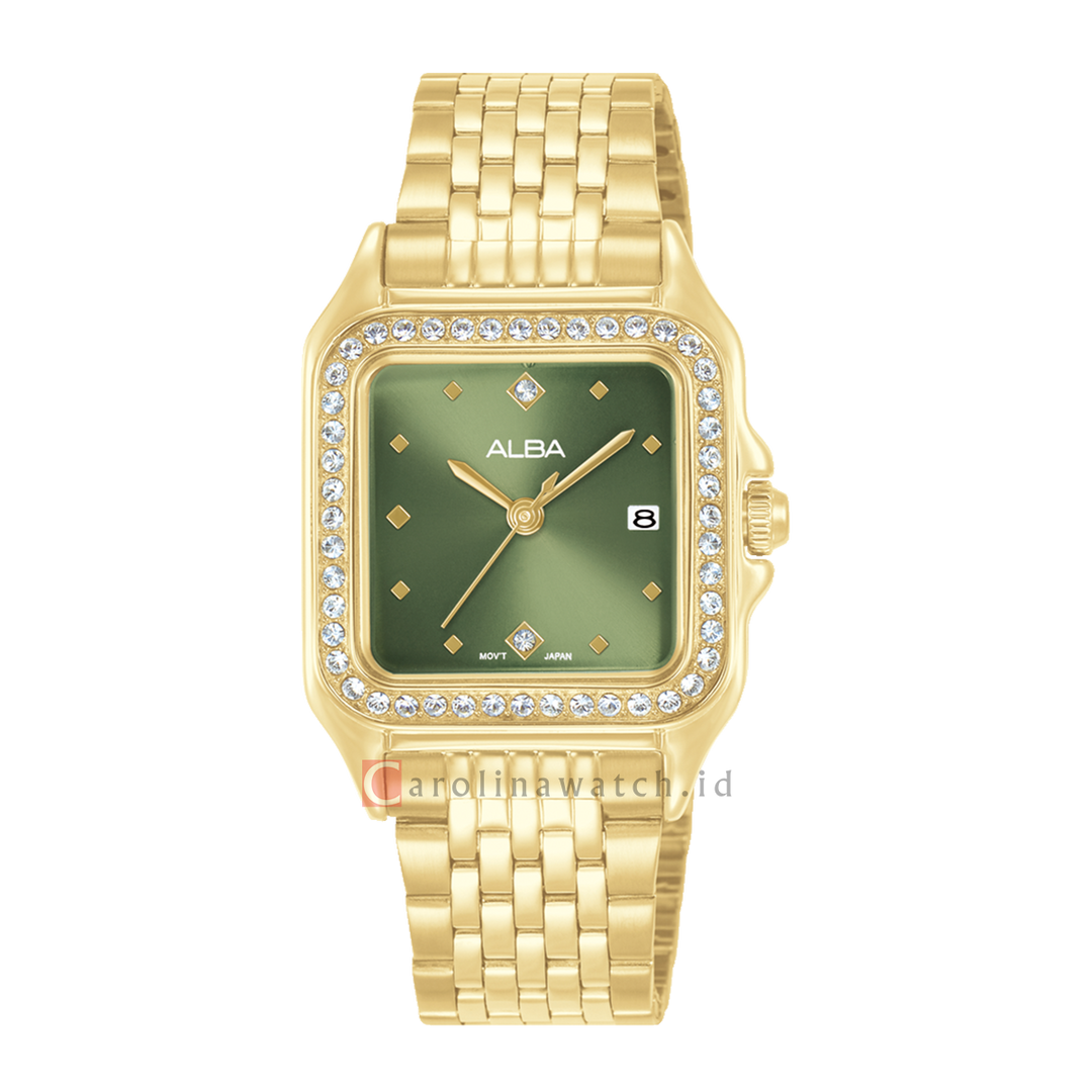 Jam Tangan Alba Fashion AH7FE4X1 Women Green Dial Gold Stainless Steel Strap
