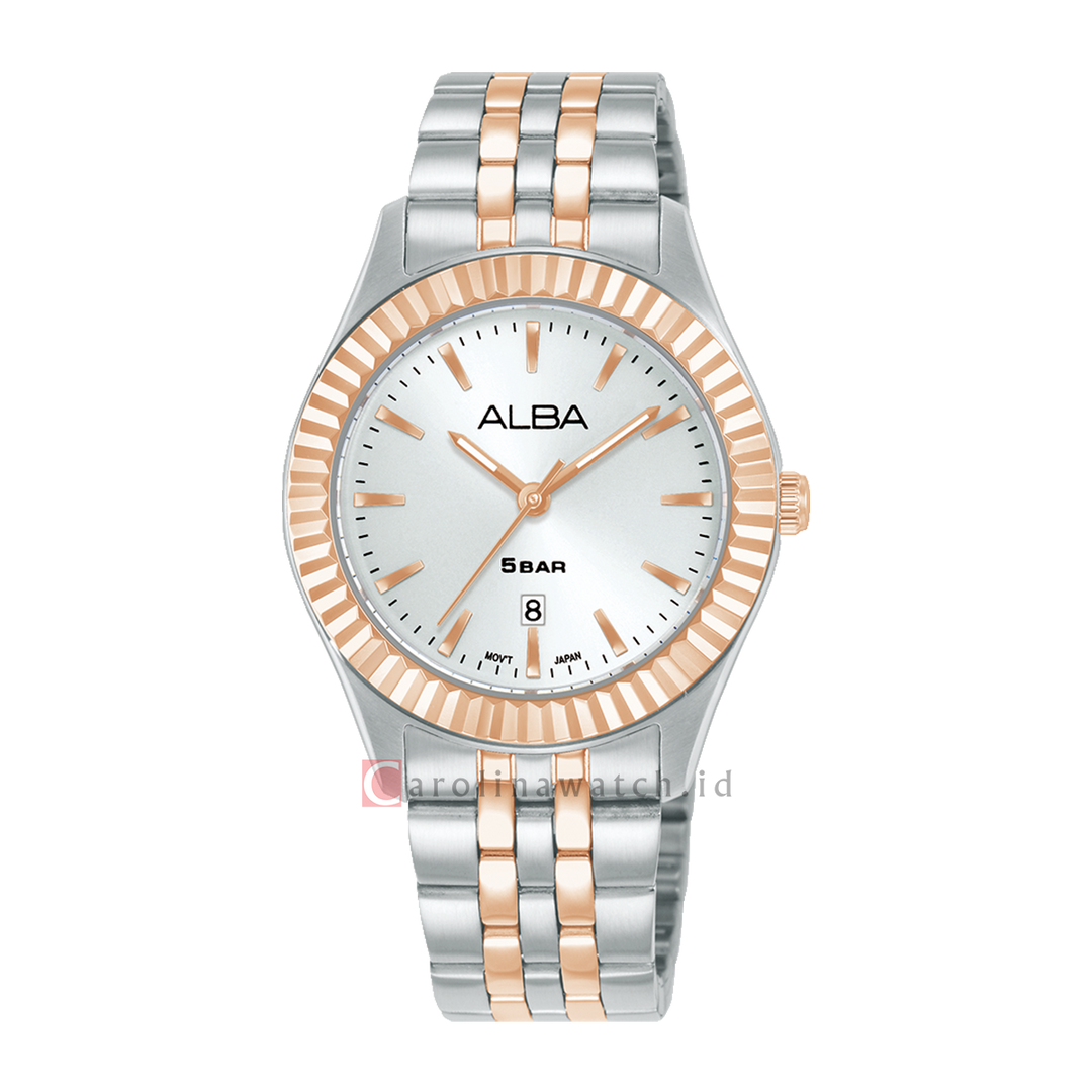 Jam Tangan Alba Fashion AH7FF6X1 Women Silver Dial Dual Tone Stainless Steel Strap