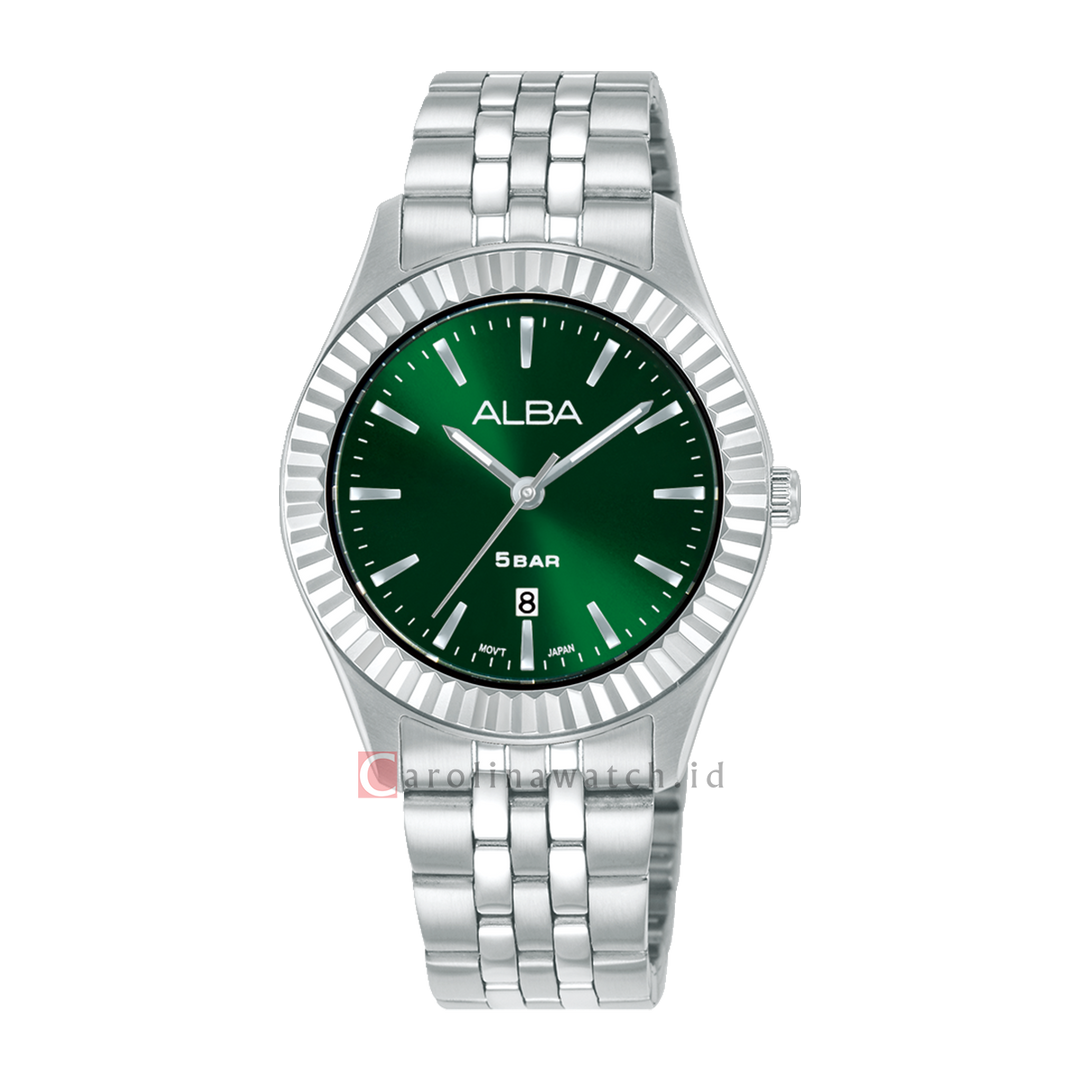 Jam Tangan Alba Fashion AH7FF9X1 Women Green Dial Stainless Steel Strap