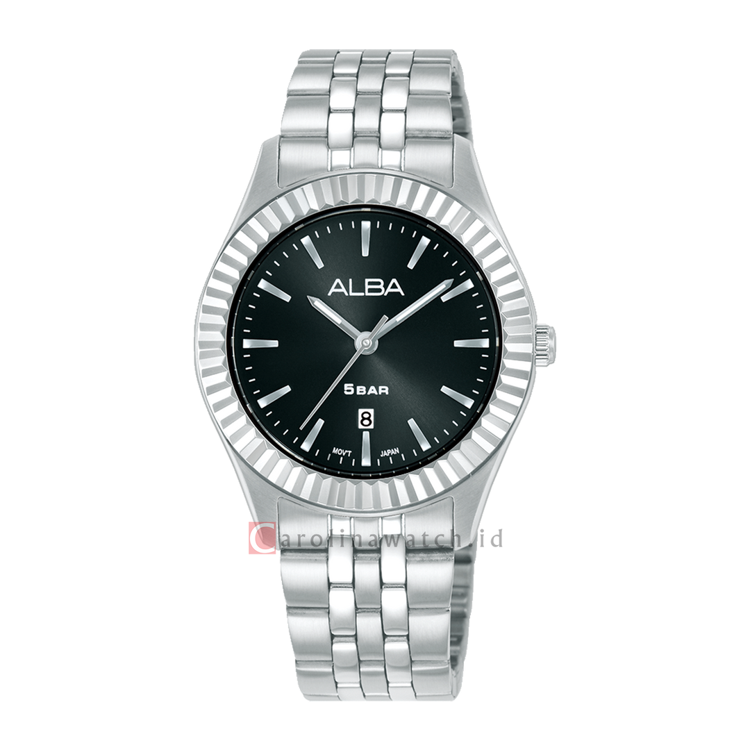 Jam Tangan Alba Fashion AH7FG3X1 Women Black Dial Stainless Steel Strap