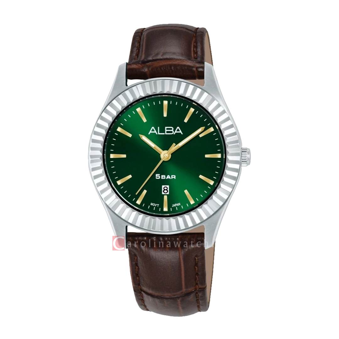 Jam Tangan Alba Fashion AH7FG7X1 Women Green Dial Brown Leather Strap