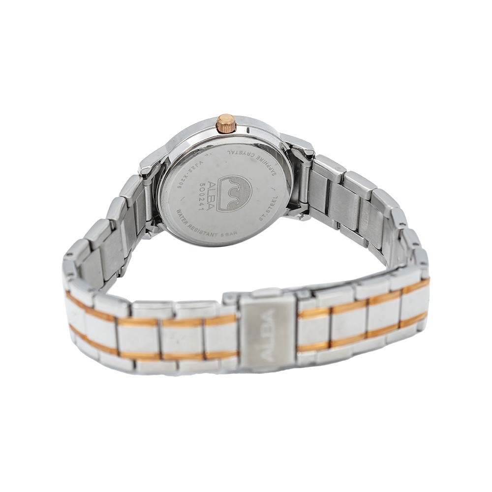 Jam Tangan ALBA AH7G78X1 Women Silver Pattern Dial Dual Tone Stainless Steel Strap