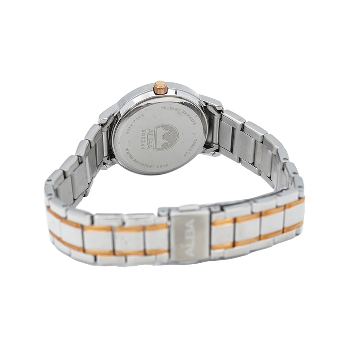 Jam Tangan ALBA AH7G78X1 Women Silver Pattern Dial Dual Tone Stainless Steel Strap