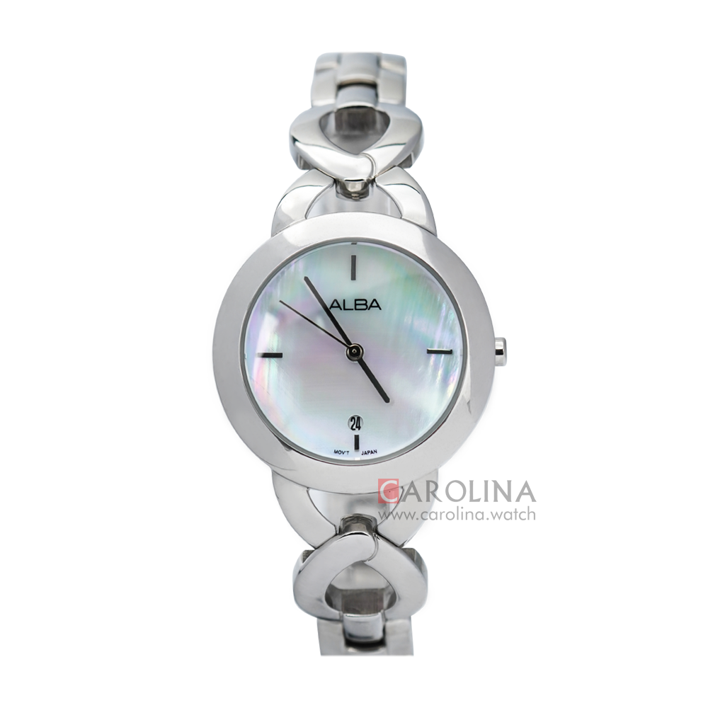 Jam Tangan ALBA AH7H03X1 Women Mother of Pearl Dial Stainless Steel Strap