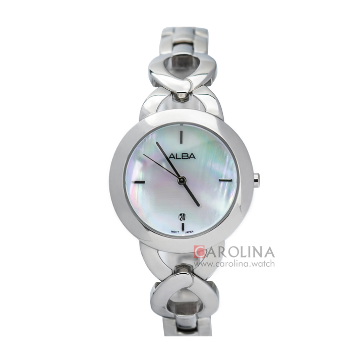 Jam Tangan ALBA AH7H03X1 Women Mother of Pearl Dial Stainless Steel Strap